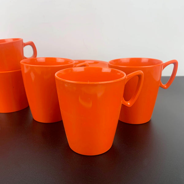 Nylex Australia orange melamine cups, mugs and saucers collection