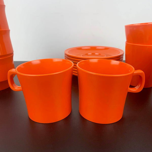 Nylex Australia orange melamine cups, mugs and saucers collection