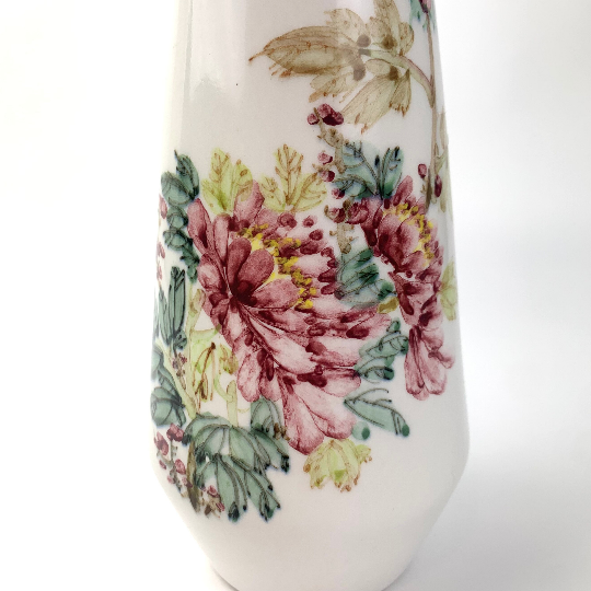 Hand painted florals on bottle vase