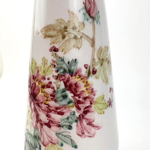 Hand painted ceramic bottle vase with floral design