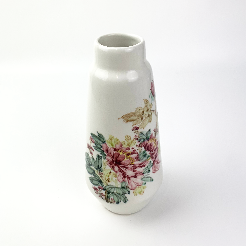 Hand painted ceramic bottle vase with tapered rim