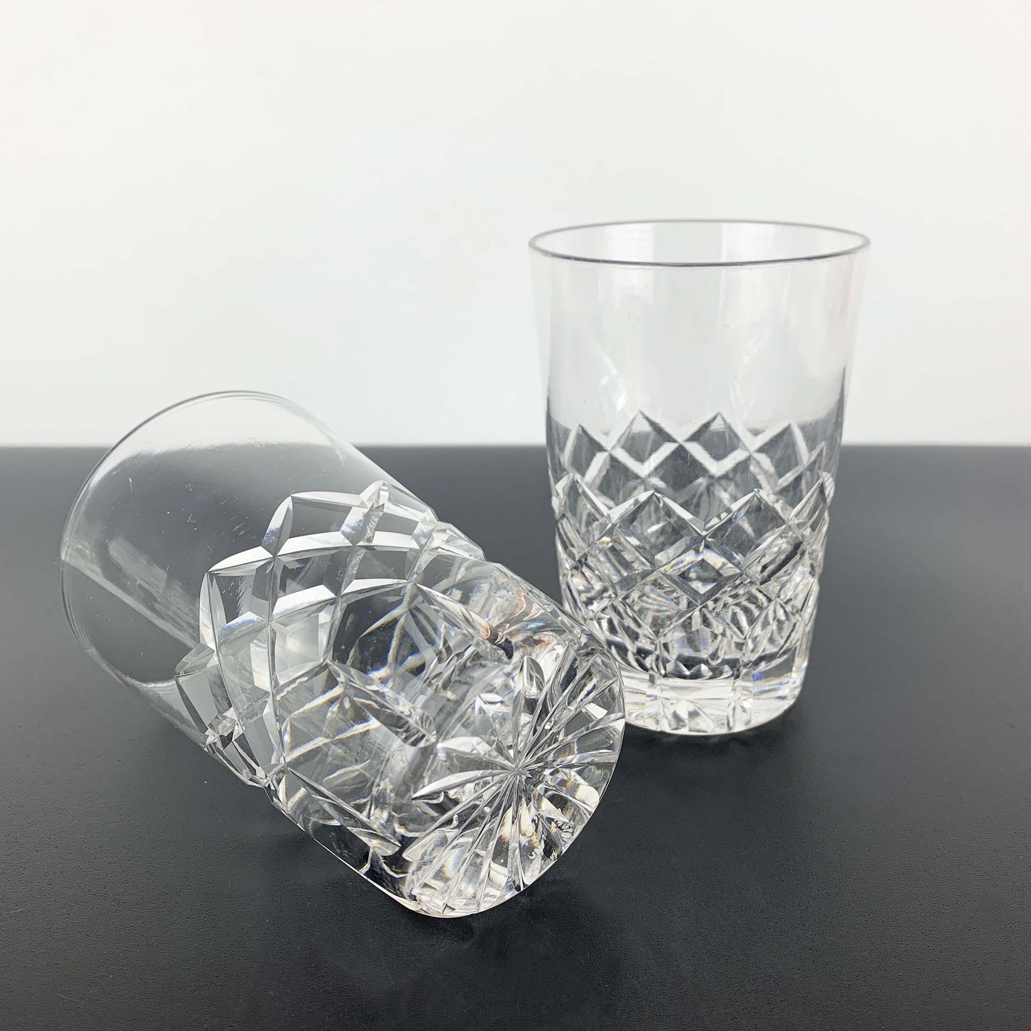 Diamond cut crystal heavy based tumbler - Set of 2