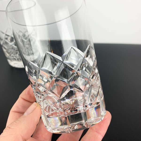 Diamond cut crystal heavy based tumbler - Set of 2