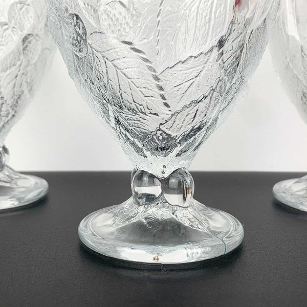 Pasabahce fruit embossed footed dessert bowls