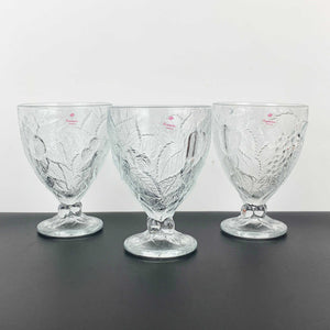 Pasabahce fruit embossed footed dessert bowls