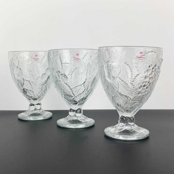 Pasabahce fruit embossed footed dessert bowls