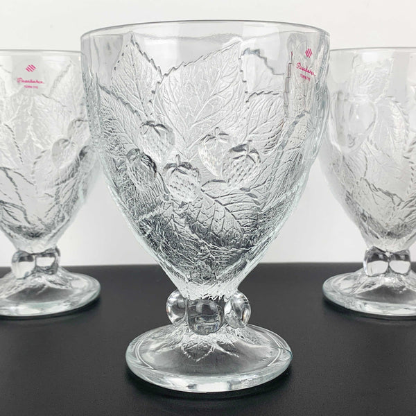 Pasabahce fruit embossed footed dessert bowls