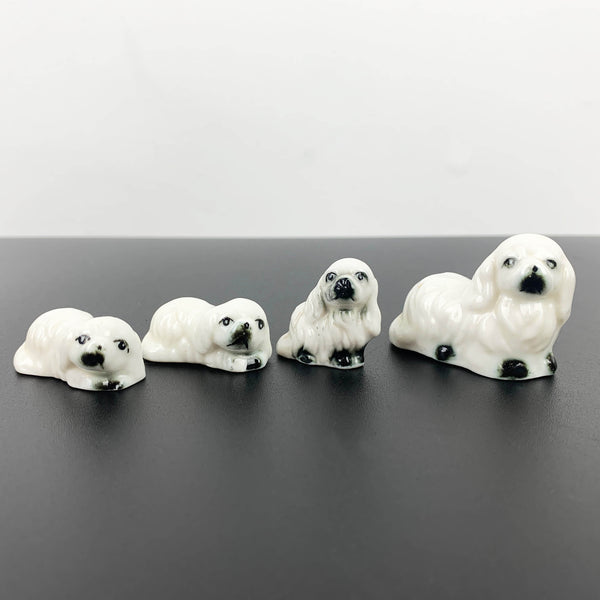 Miniature ceramic Pekingese dog family