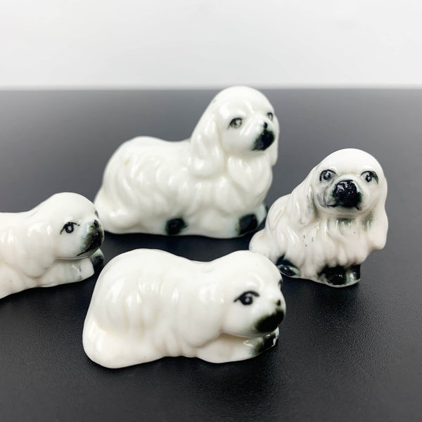 Miniature ceramic Pekingese dog family