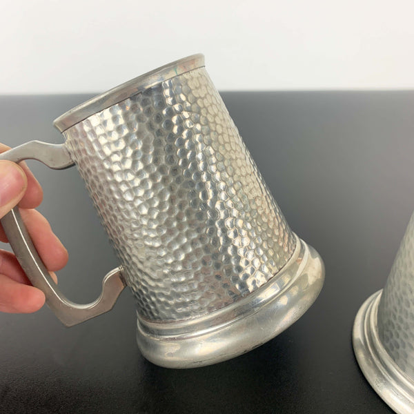 Vintage pewter mugs with glass bottom - sold separately