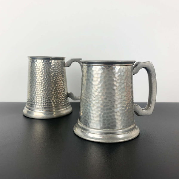 Vintage pewter mugs with glass bottom - sold separately