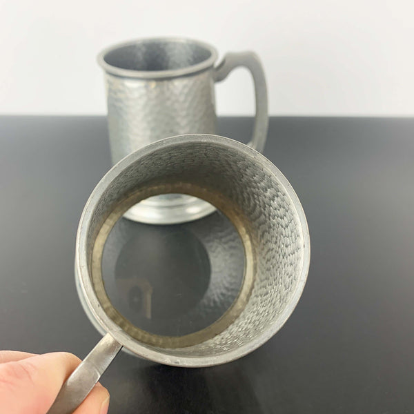 Vintage pewter mugs with glass bottom - sold separately