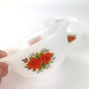 Phoenix opalware mini bowl with red rose set of 2