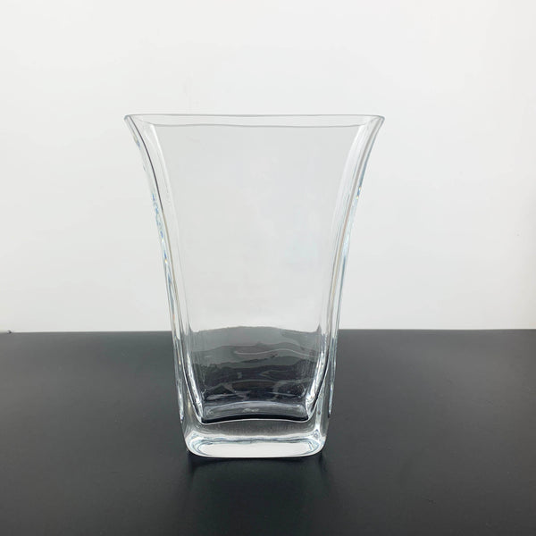 Polish rectangle glass vase with flared top