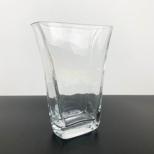 Polish rectangle glass vase with flared top