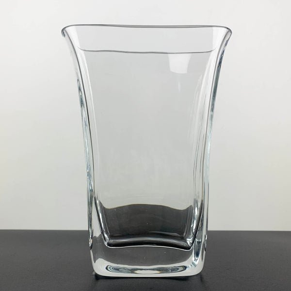 Polish rectangle glass vase with flared top