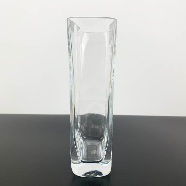 Polish rectangle glass vase with flared top