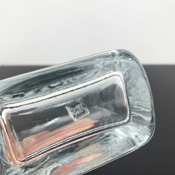 Polish rectangle glass vase with flared top