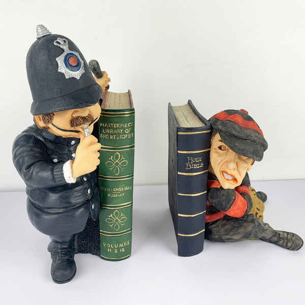 Cops and robbers theme vintage bookends