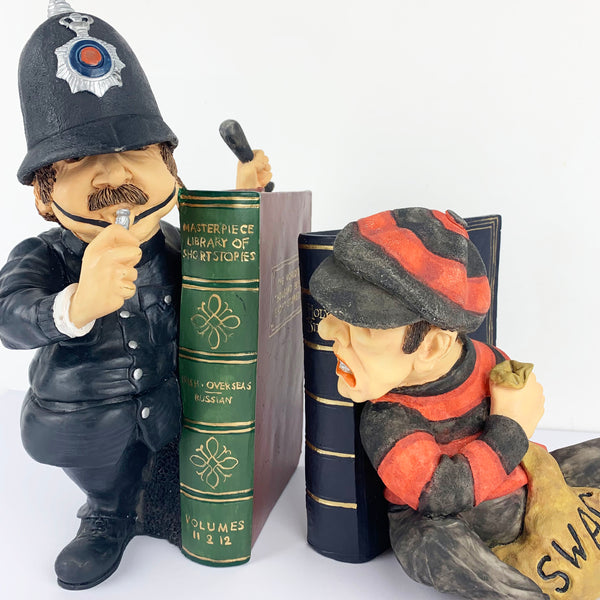 Cops and robbers heavy vintage bookends