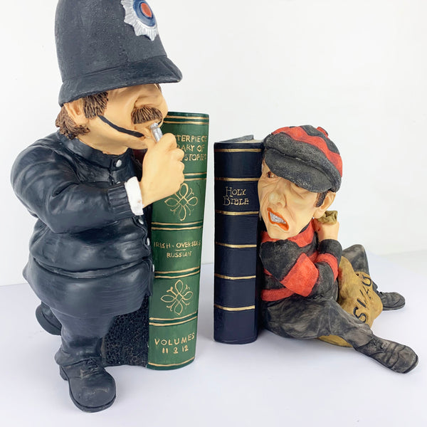 Police and Thief rare vintage bookend set Peter Mook