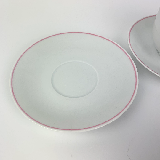 Porcelaine de Sologne pink rimmed saucer