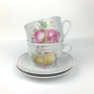 Porcelaine de Sologne Breakfast Cup and Saucer Set of 2