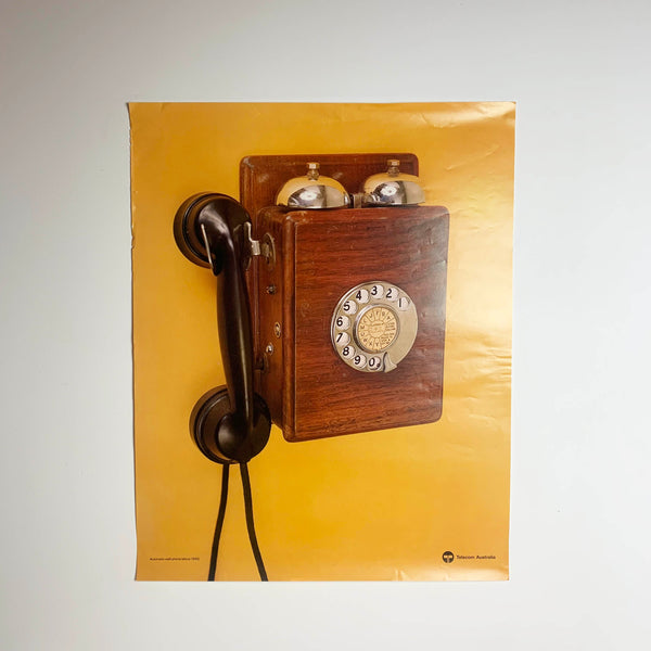 Vintage Telecom Australia posters featuring antique telephones