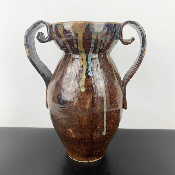 Large Australian pottery twin handled urn style vase