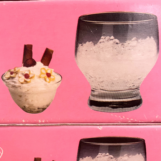 Example of use of 1970's 2 piece dessert glass