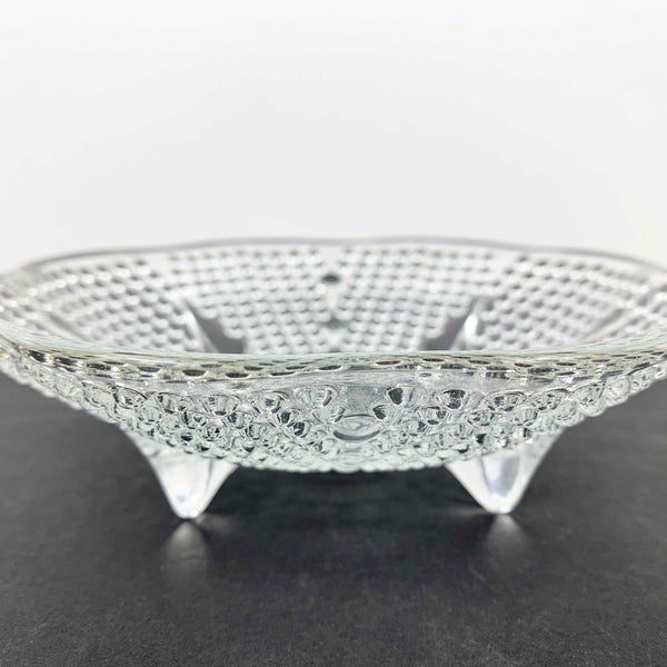 Hazel-Atlas hobnail footed trinket dish side view