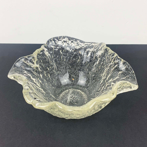 1970's Pukeberg textured glass bowl designed by Uno Westerberg