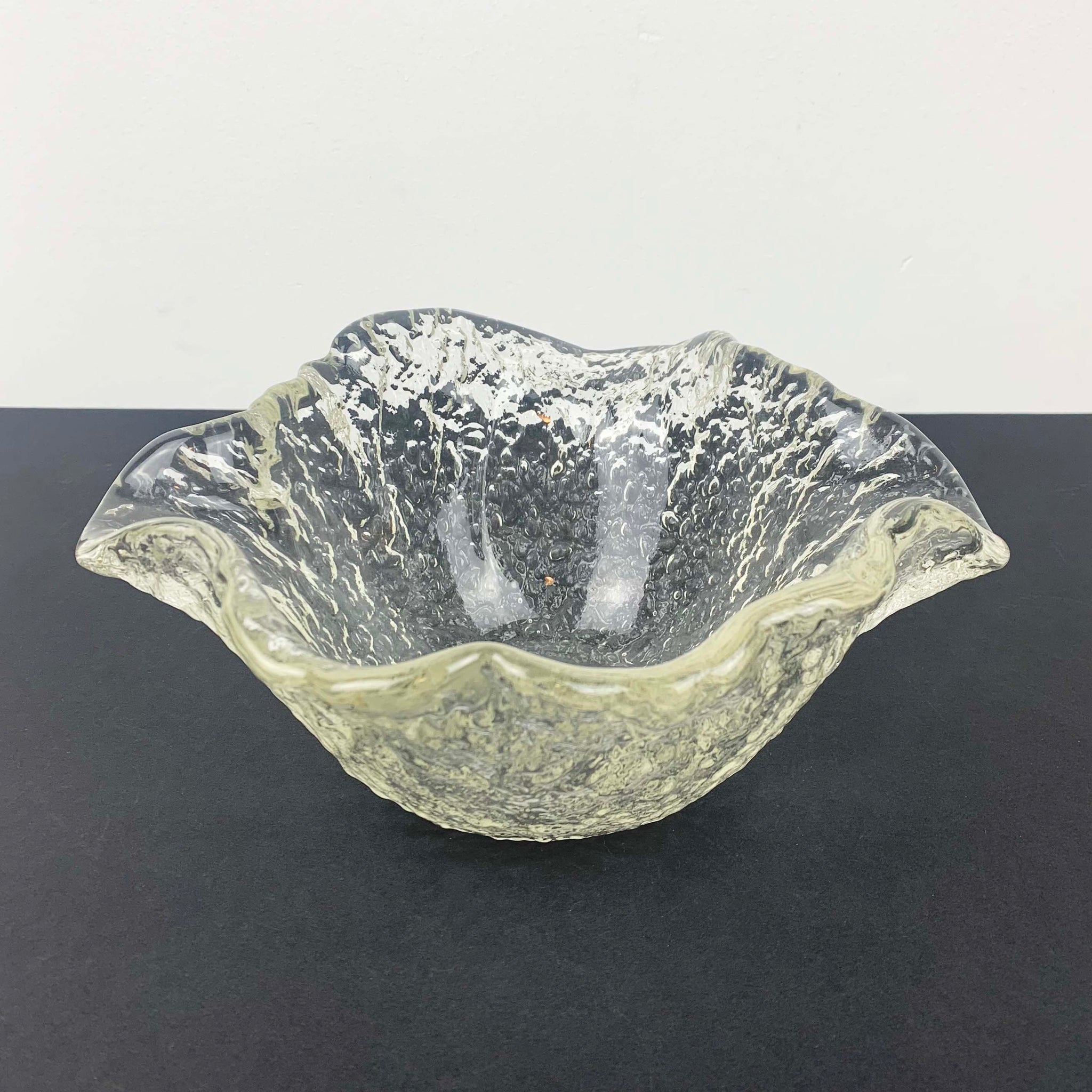 1970's Pukeberg ice glass bowl by Uno Westerberg