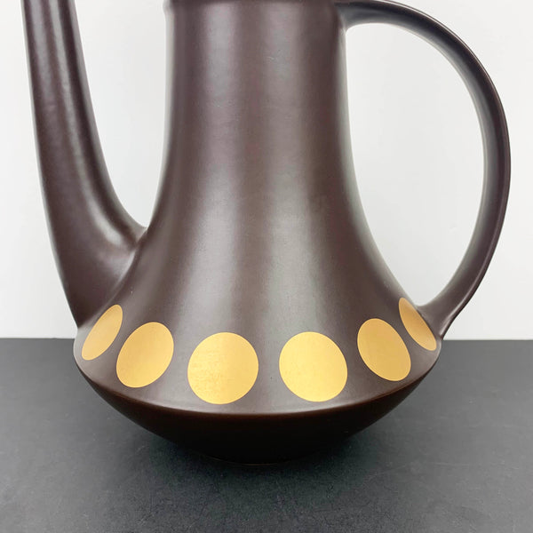 Rare Purbeck England mid century coffee pot with gold spots