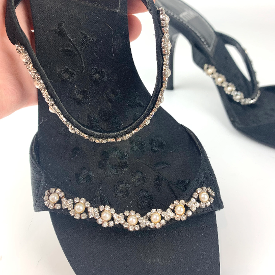 RMK pearl and diamante straps on evening shoe