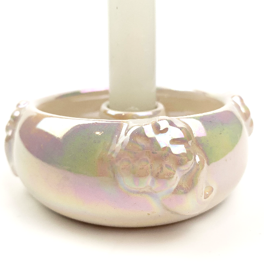 Raynham Pottery lustre candle holder with flower edge