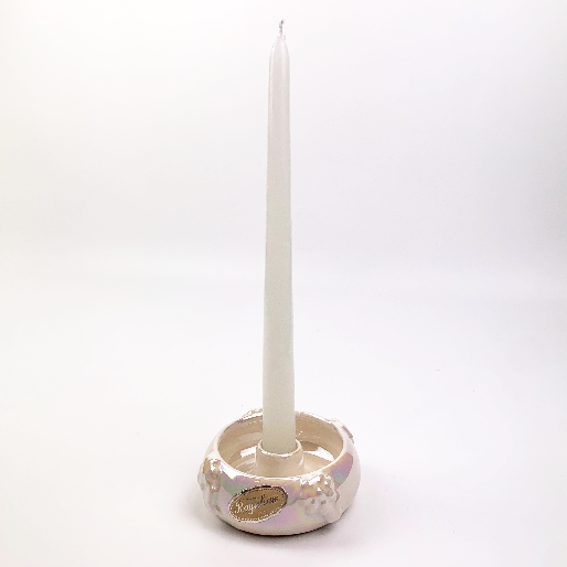 Raynham Pottery lustre candle holder pictured with dinner candle