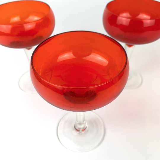 Bright red champagne glass