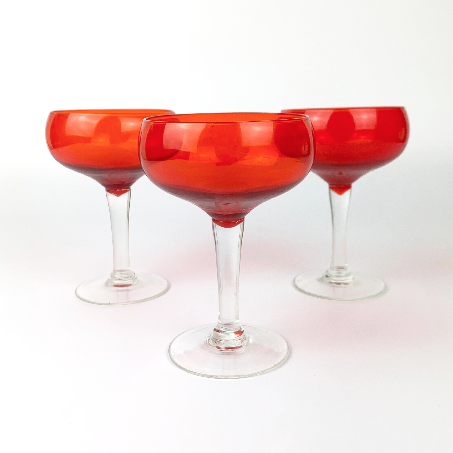 Red champagne coupe Set of 3