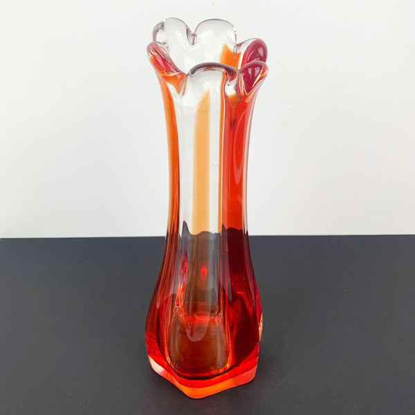 Vintage art glass red vase