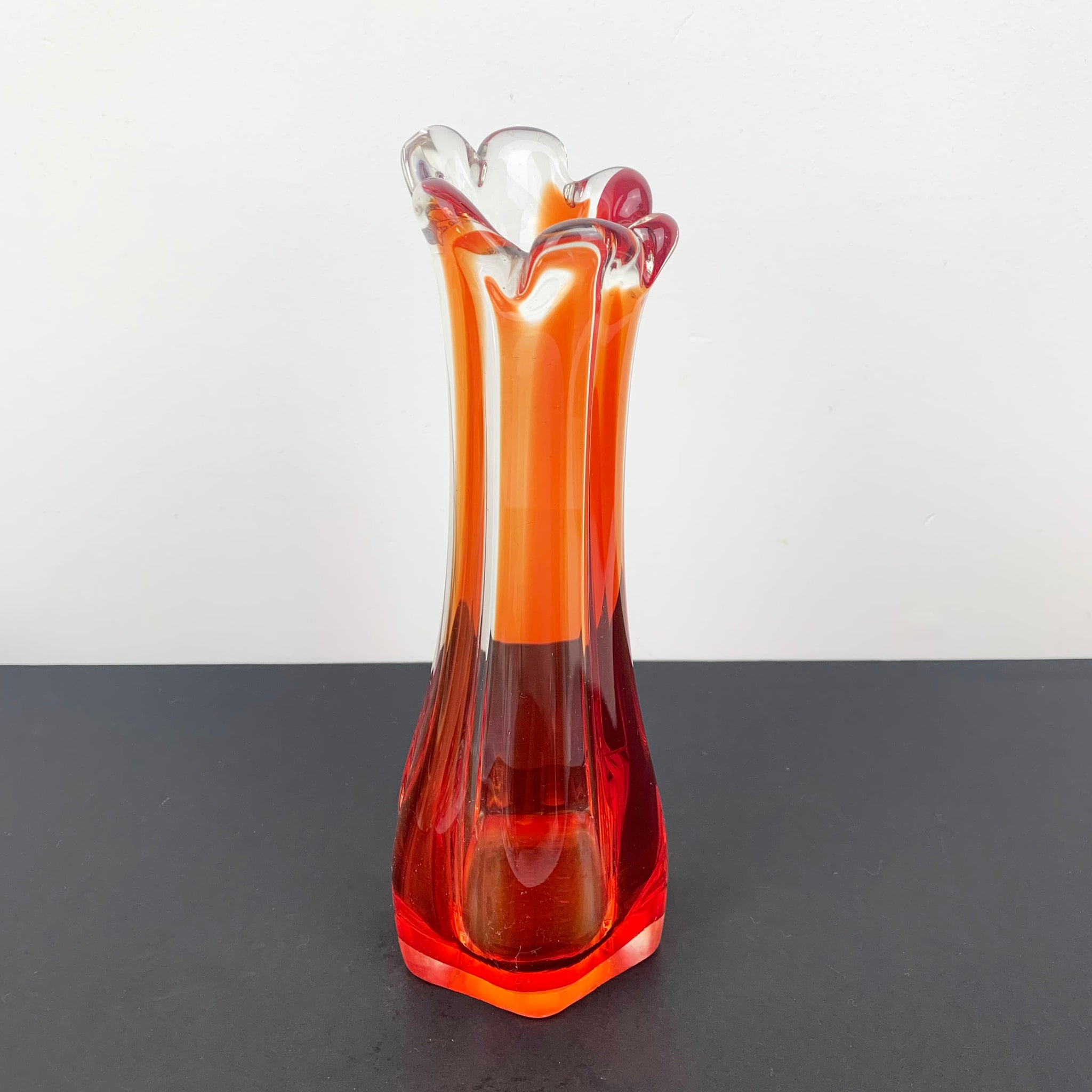 Six finger art glass vase