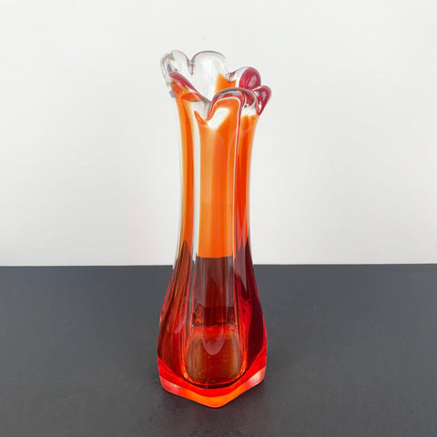 Six finger art glass vase