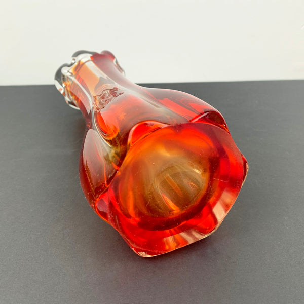 Polished base of glass finger vase