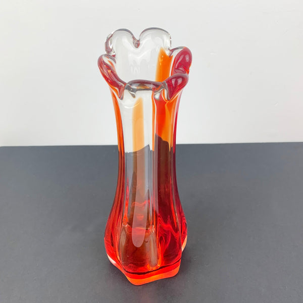 Red swung glass style finger vase