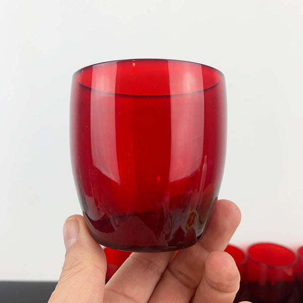 Small red cocktail and aperitif glass 1960's - Set of 6