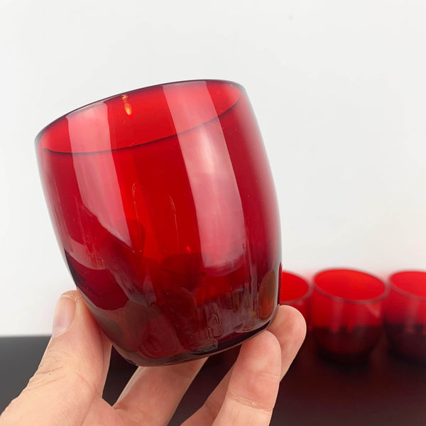 Small red cocktail and aperitif glass 1960's - Set of 6