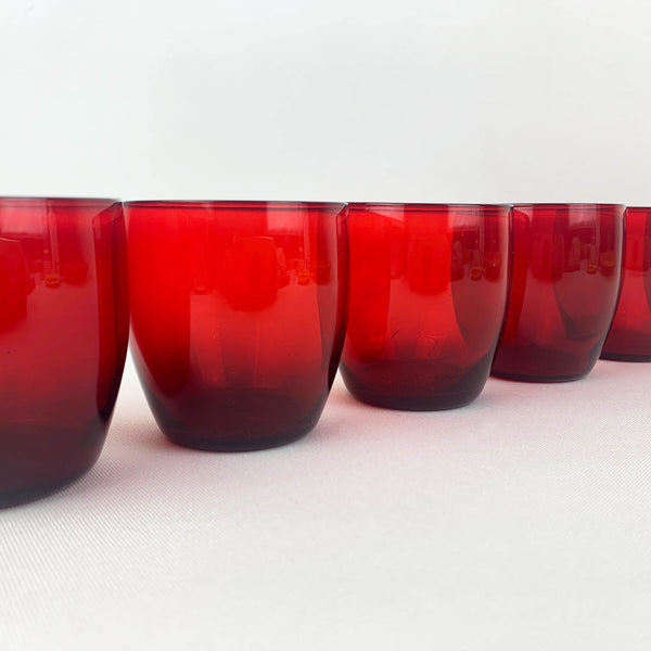 Small red cocktail and aperitif glass 1960's - Set of 6