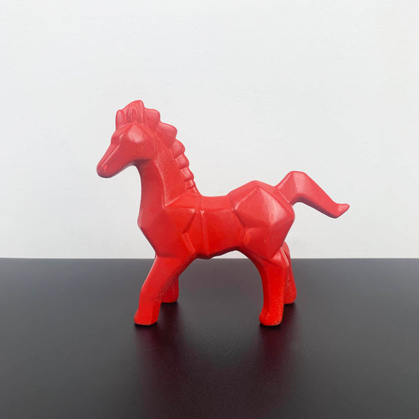 Red ceramic horse figurine