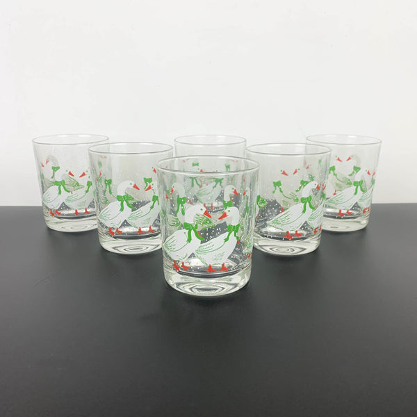 Reims France Snow Geese lowball glass - Set of 6