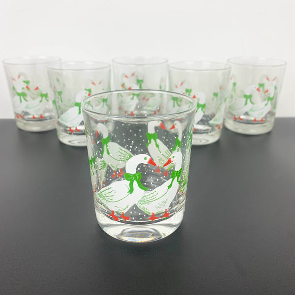 Reims France Snow Geese lowball glass - Set of 6